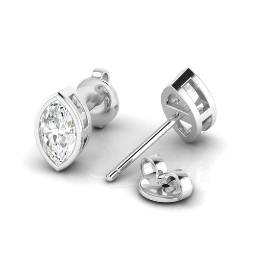 1 CTW Bezel Marquise Lab Grown Diamond Stud Earrings