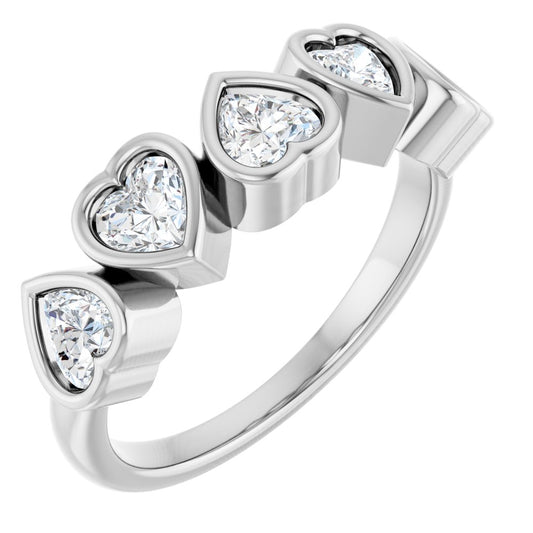 Lover 1 1/4 CTW 5 Stone Heart Lab Grown Diamond Ring