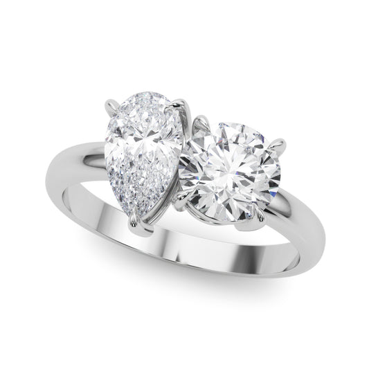 Toi Moi 2 CTW Round-Pear Lab Grown Diamond Engagement Ring