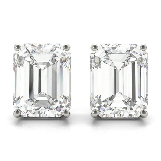 2 CTW Emerald Cut Lab Grown Diamond Certified Stud Earrings